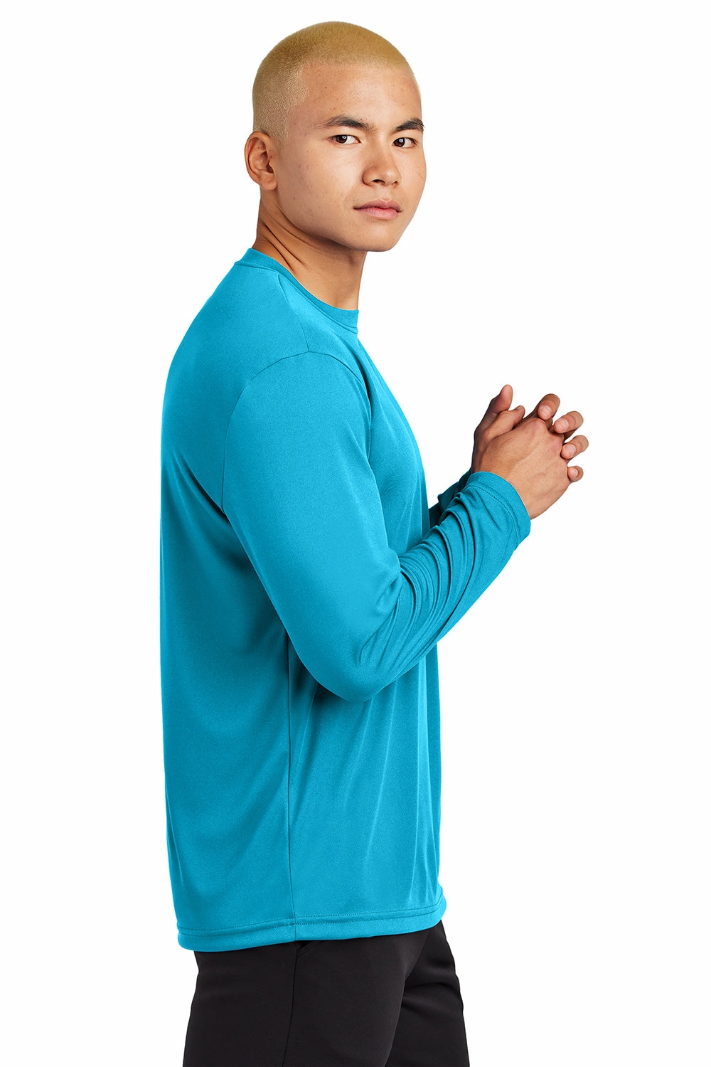 Sport-Tek Mens Competitor Moisture Wicking Long Sleeve Crewneck T-Shirt - Atomic Blue