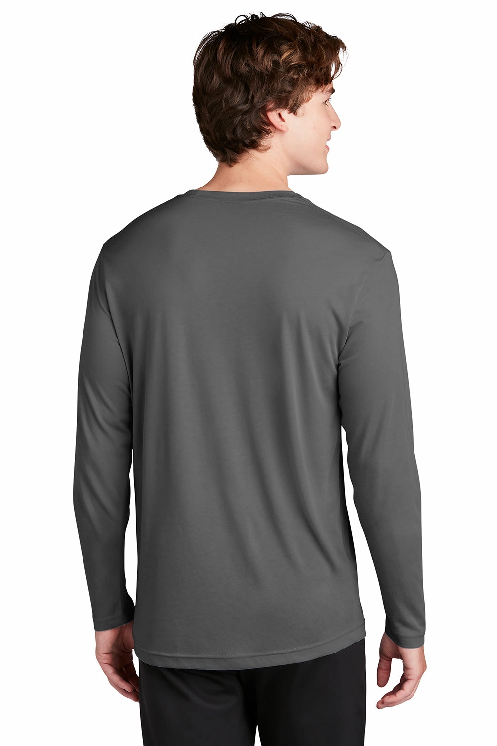 Sport-Tek Mens Competitor Moisture Wicking Long Sleeve Crewneck T-Shirt - Dark Smoke Grey