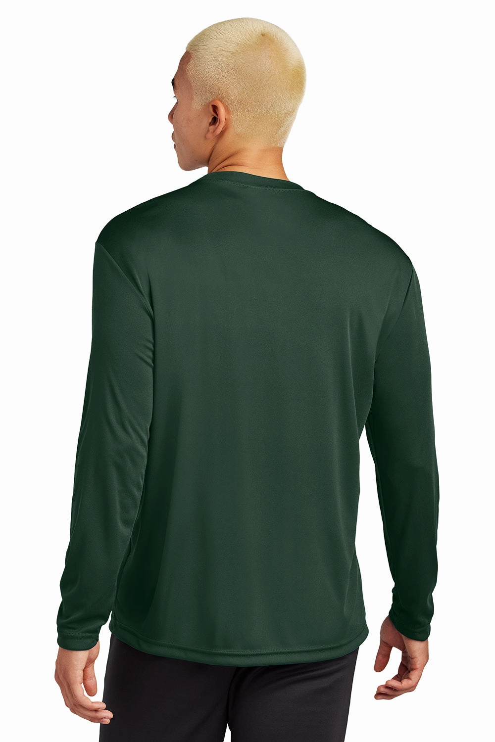 Sport-Tek Mens Competitor Moisture Wicking Long Sleeve Crewneck T-Shirt - Forest Green