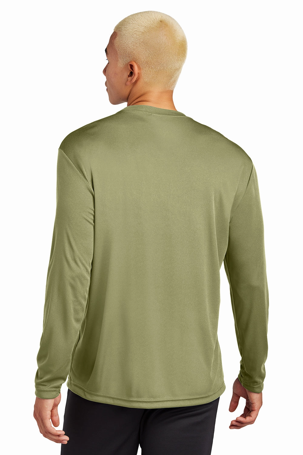 Sport-Tek Mens Competitor Moisture Wicking Long Sleeve Crewneck T-Shirt - Olive Drab Green