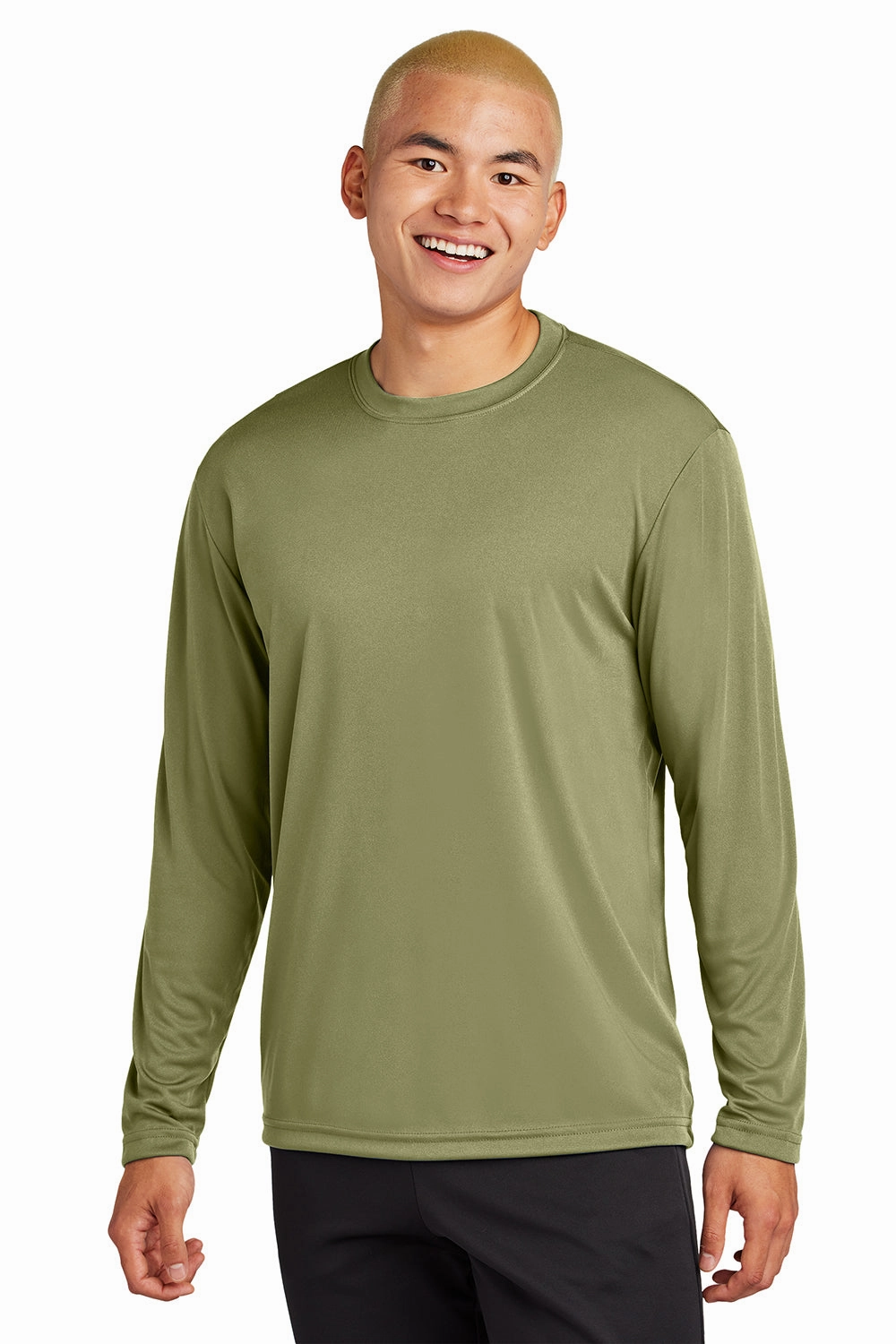 Sport-Tek Mens Competitor Moisture Wicking Long Sleeve Crewneck T-Shirt - Olive Drab Green
