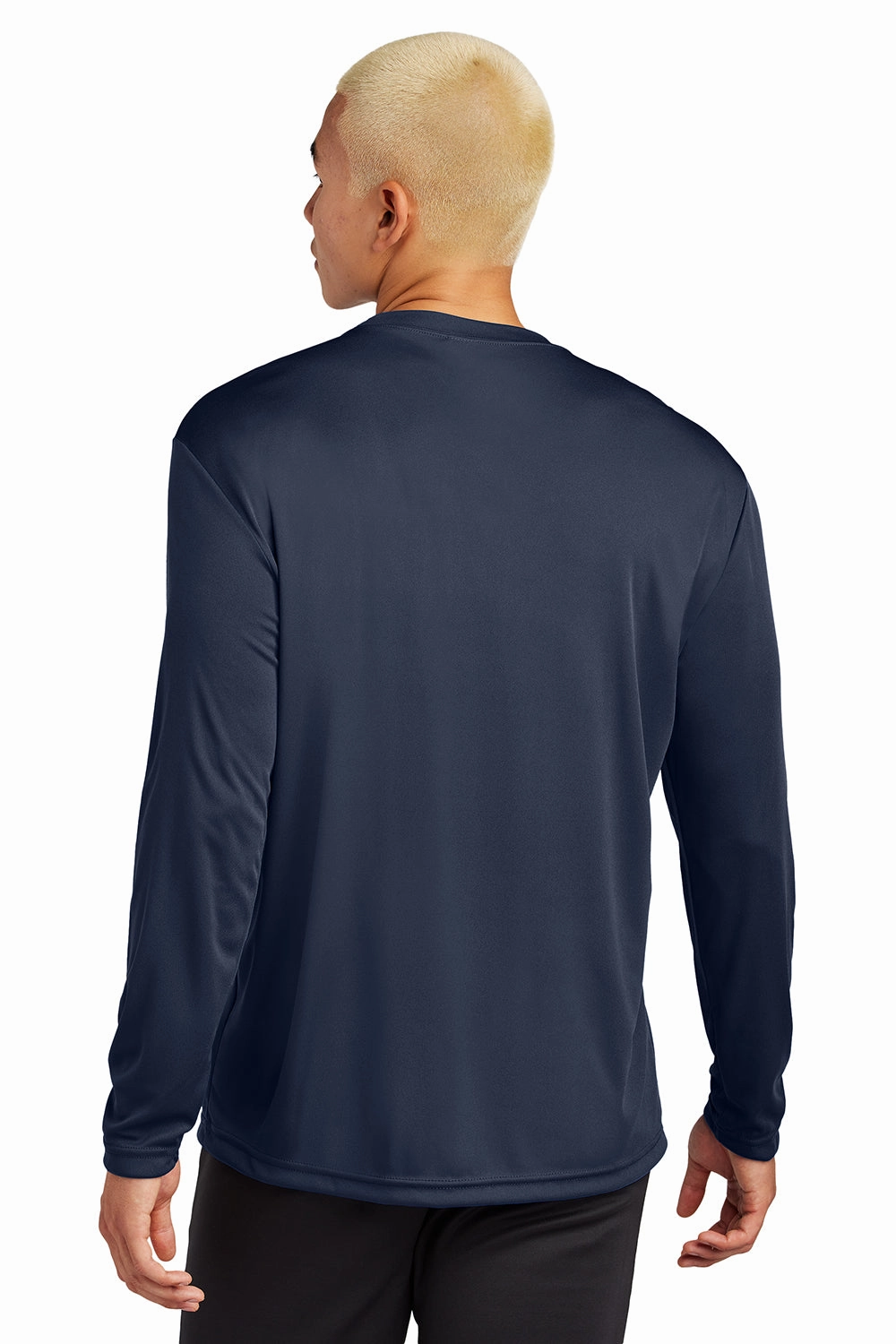 Sport-Tek Mens Competitor Moisture Wicking Long Sleeve Crewneck T-Shirt - True Navy Blue