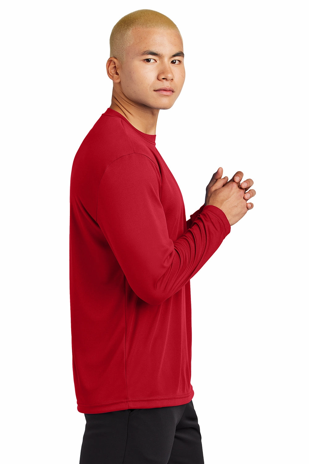 Sport-Tek Mens Competitor Moisture Wicking Long Sleeve Crewneck T-Shirt - True Red