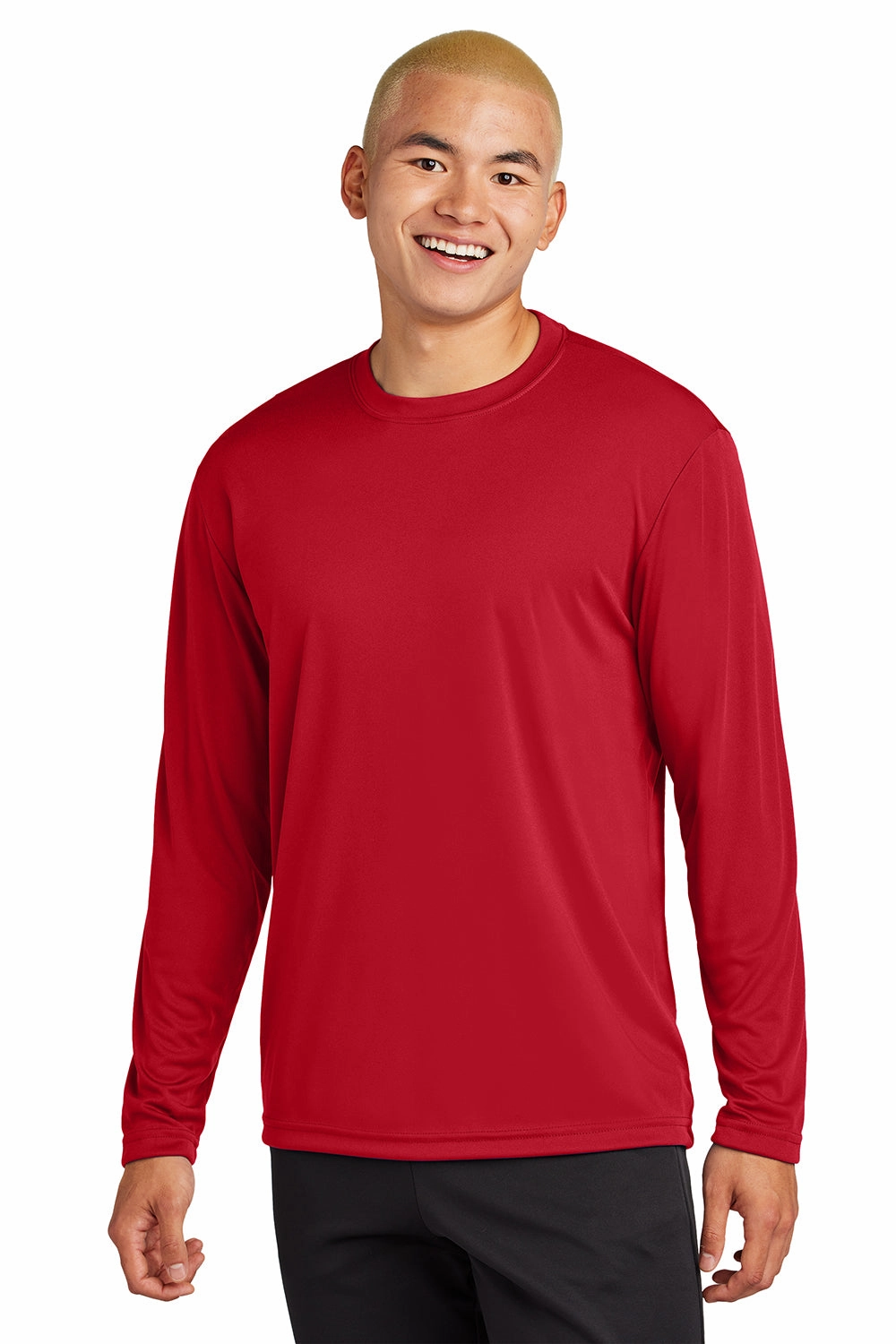 Sport-Tek Mens Competitor Moisture Wicking Long Sleeve Crewneck T-Shirt - True Red