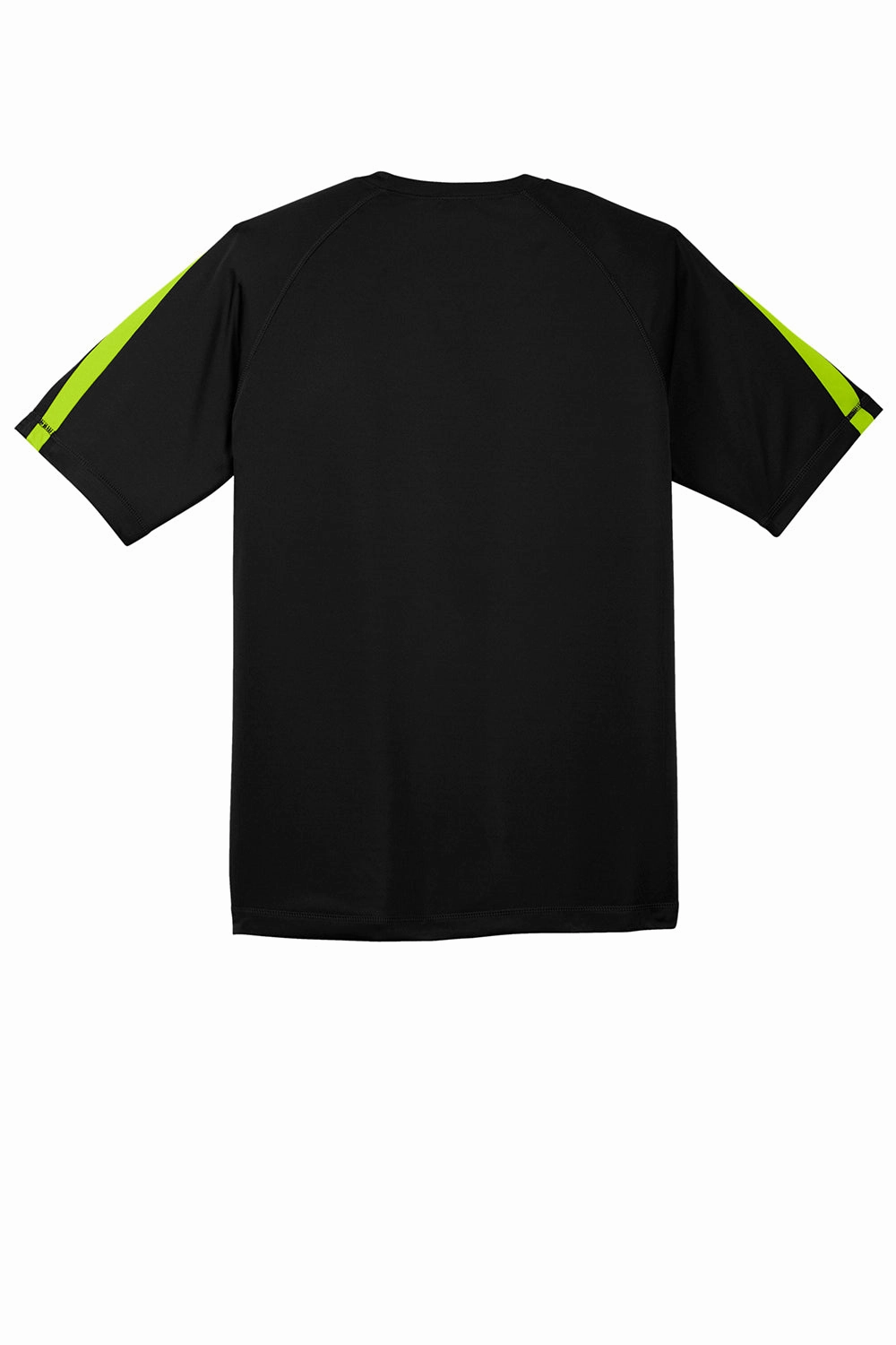 Sport-Tek Mens Competitor Moisture Wicking Short Sleeve Crewneck T-Shirt - Black/Lime Shock Green