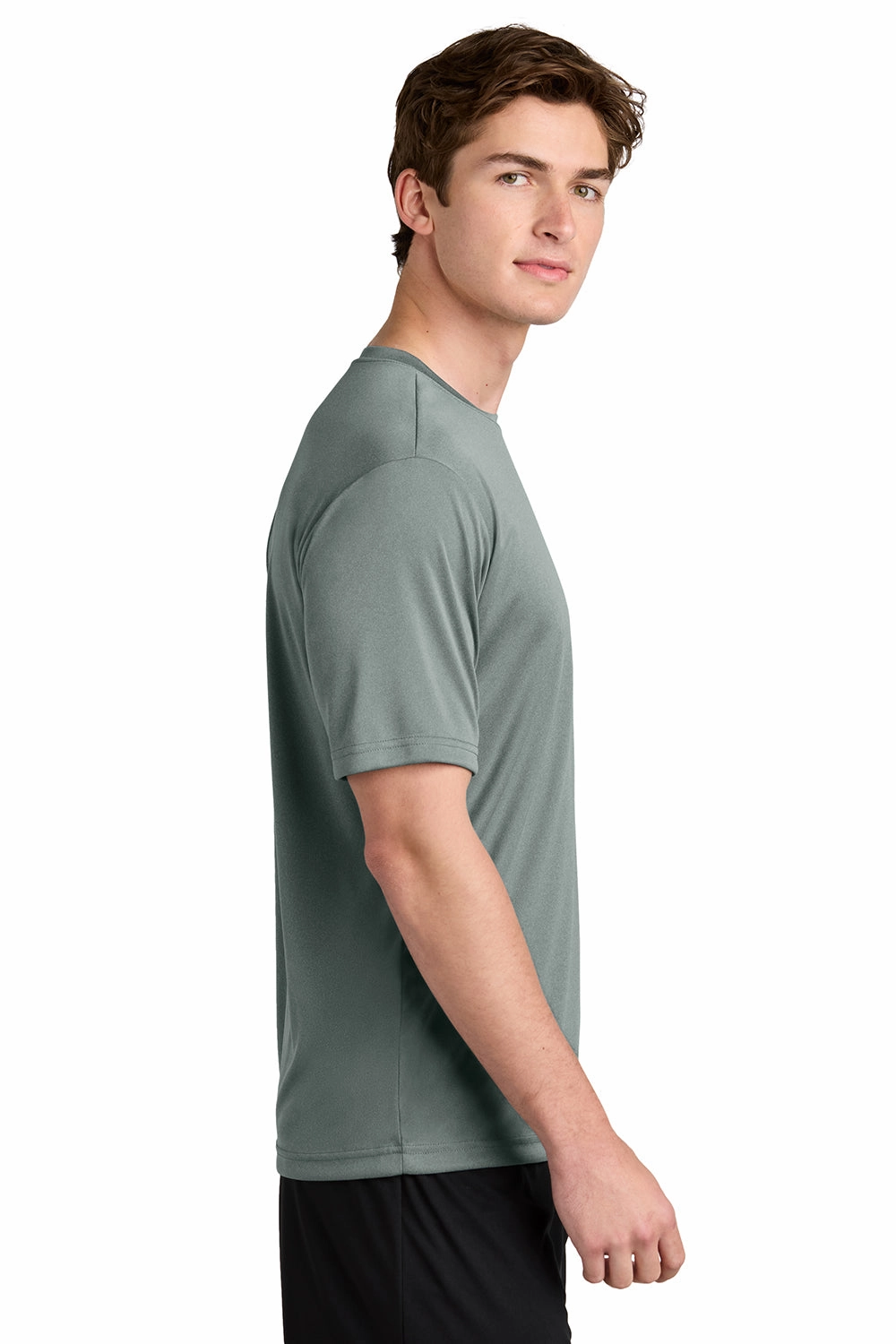 Sport-Tek Mens Competitor Moisture Wicking Short Sleeve Crewneck T-Shirt - Heather Concrete Grey