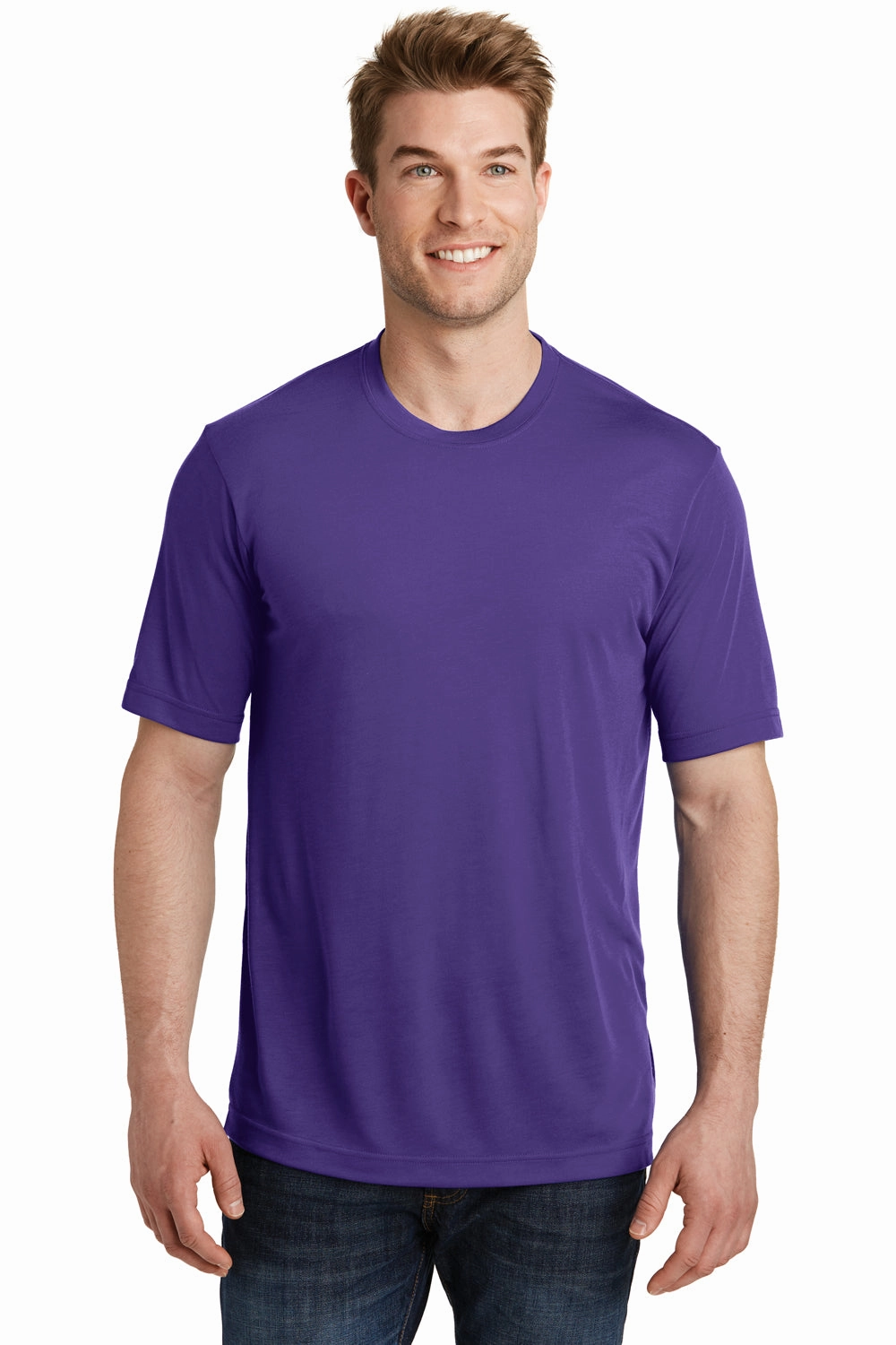 Sport-Tek Mens Competitor Moisture Wicking Short Sleeve Crewneck T-Shirt - Purple - Closeout