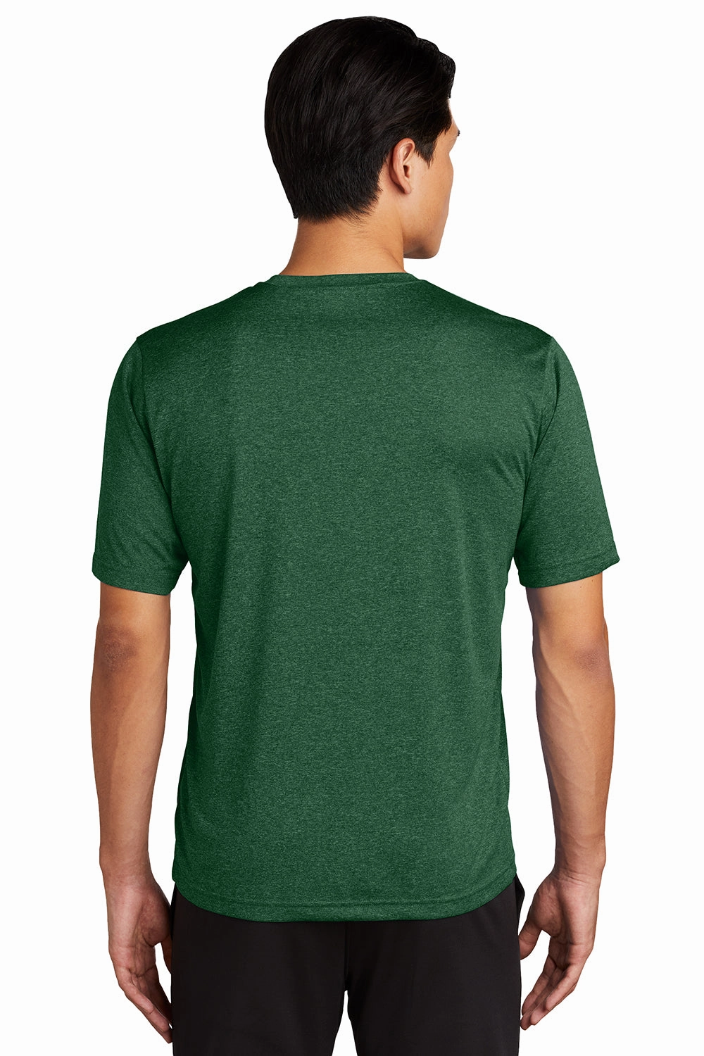 Sport-Tek Mens Contender Heather Moisture Wicking Short Sleeve Crewneck T-Shirt - Heather Forest Green