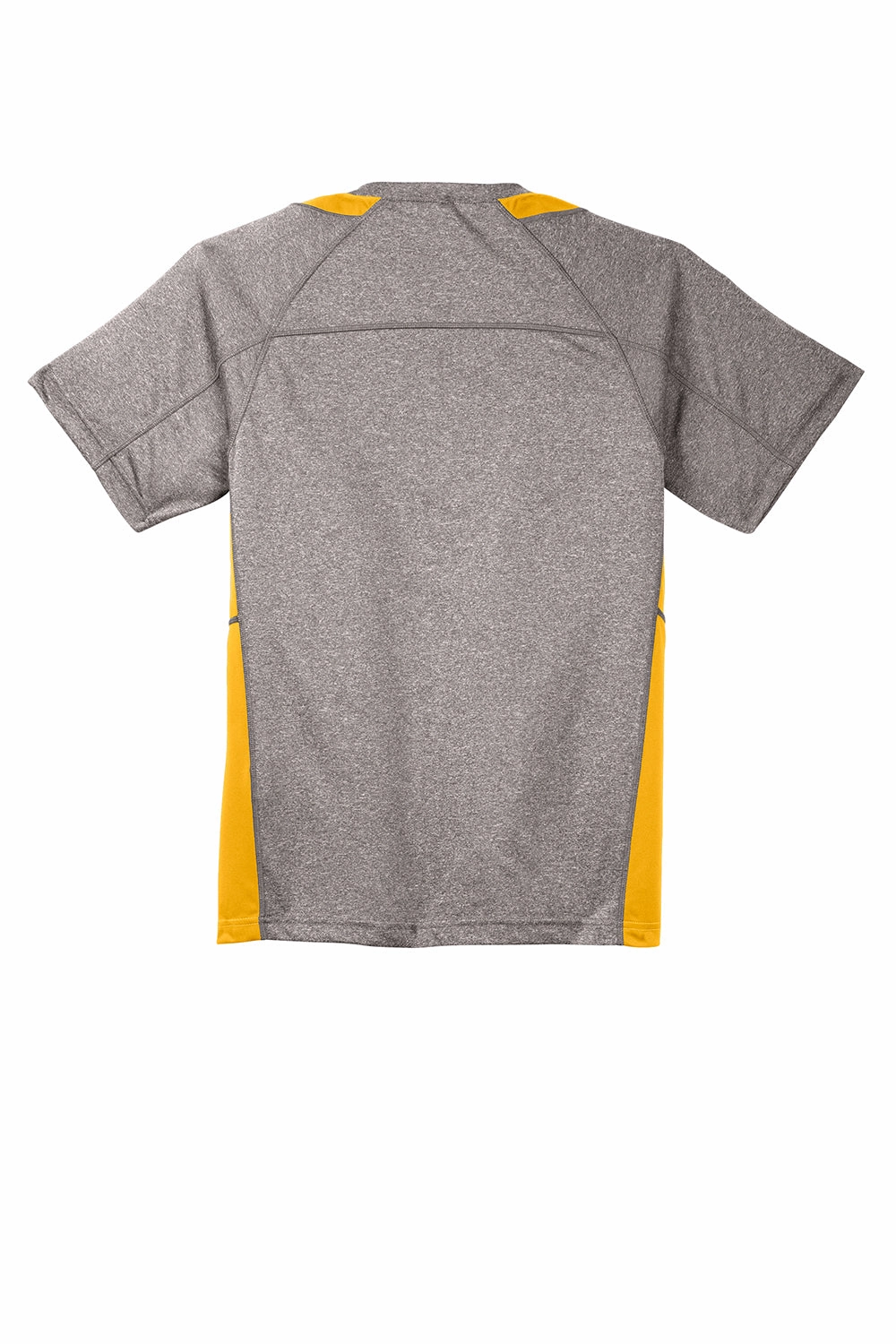 Sport-Tek Mens Contender Heather Moisture Wicking Short Sleeve Crewneck T-Shirt - Heather Vintage Grey/Gold