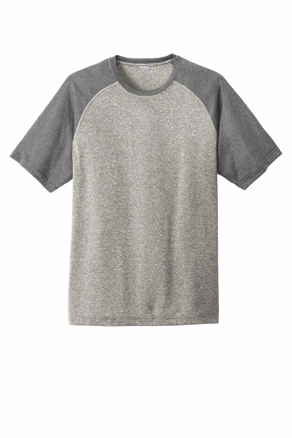 Sport-Tek Mens Contender Heather Moisture Wicking Short Sleeve Crewneck T-Shirt - Heather Vintage Grey/Heather Graphite Grey - Closeout