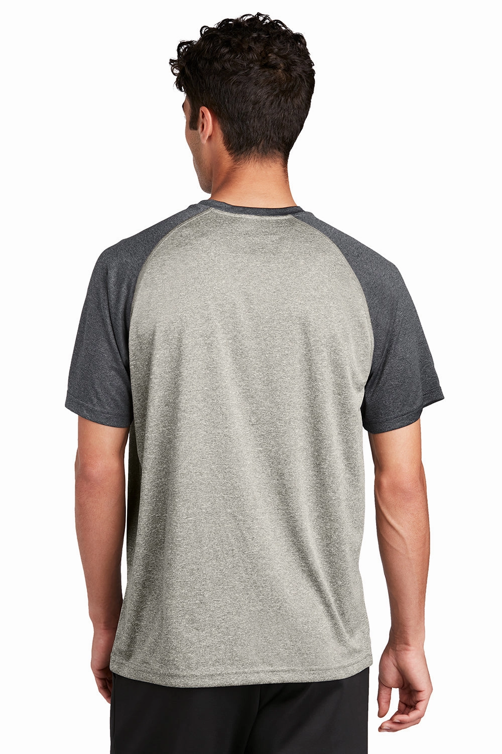 Sport-Tek Mens Contender Heather Moisture Wicking Short Sleeve Crewneck T-Shirt - Heather Vintage Grey/Heather Graphite Grey - Closeout