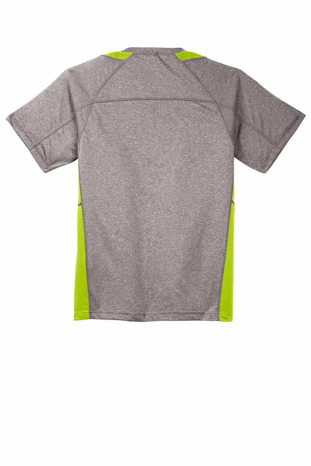 Sport-Tek Mens Contender Heather Moisture Wicking Short Sleeve Crewneck T-Shirt - Heather Vintage Grey/Lime Shock Green