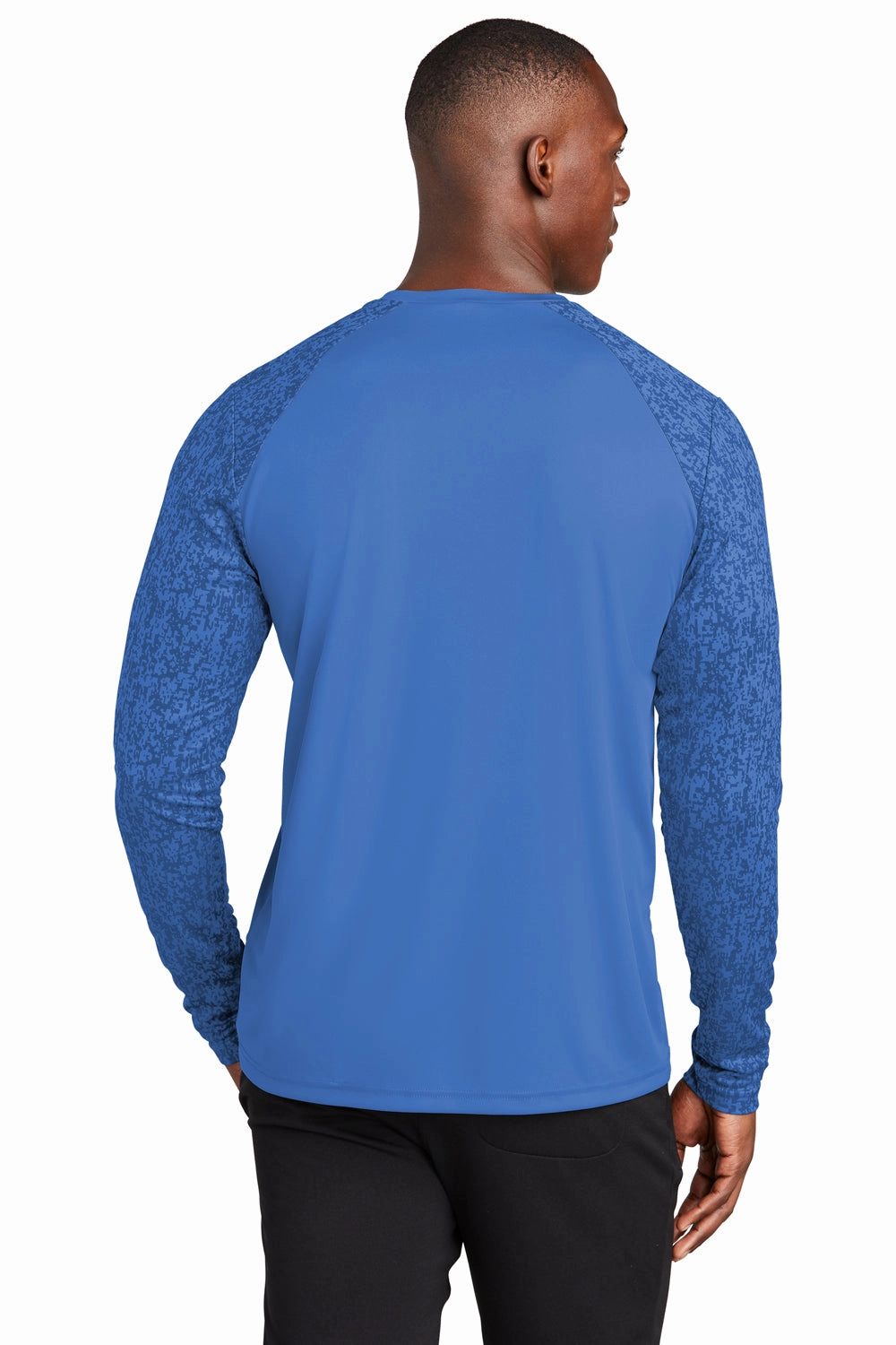 Sport-Tek Mens Digi Camo Moisture Wicking Long Sleeve Crewneck T-Shirt - Royal Blue - Closeout