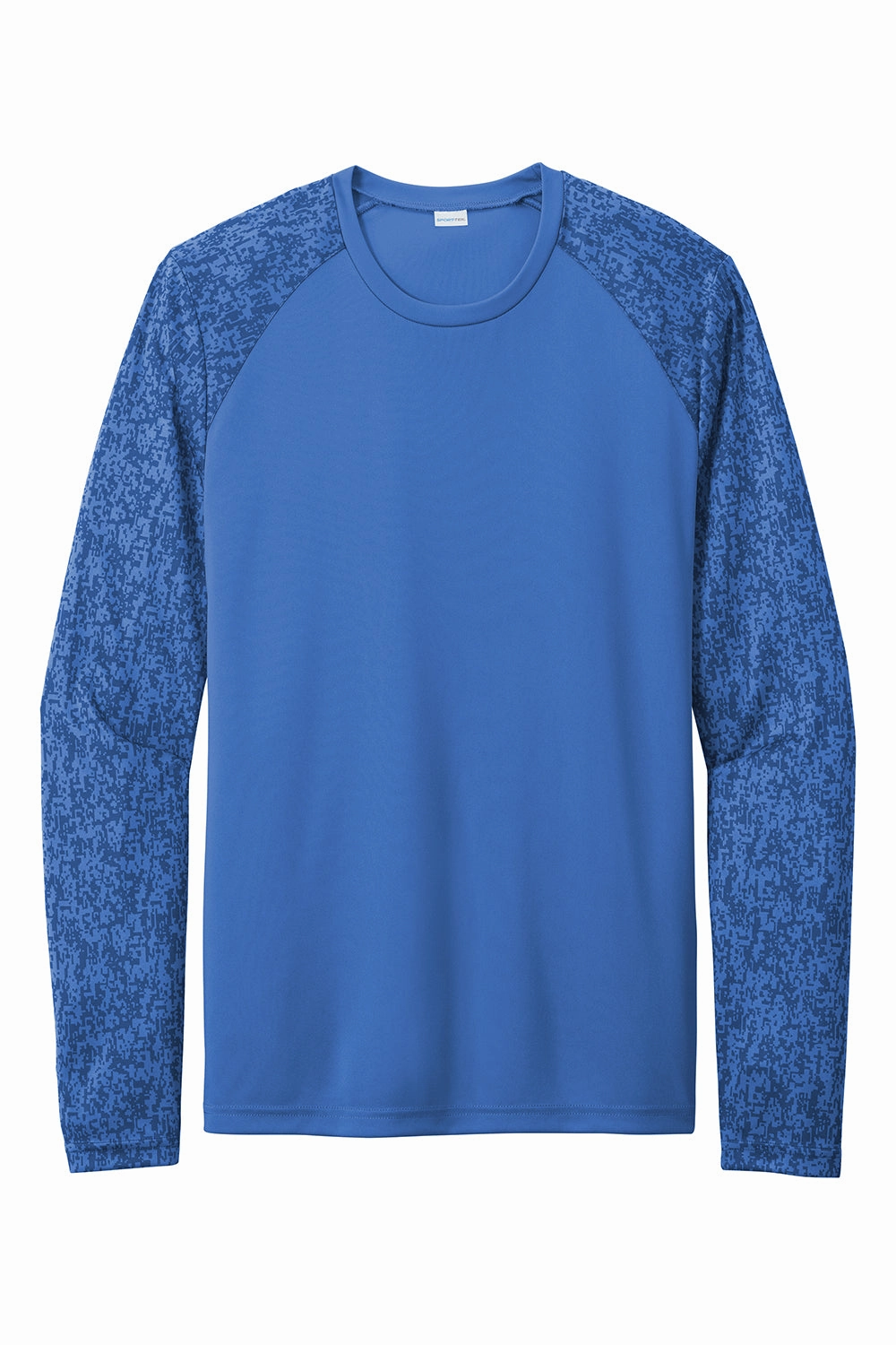 Sport-Tek Mens Digi Camo Moisture Wicking Long Sleeve Crewneck T-Shirt - Royal Blue - Closeout