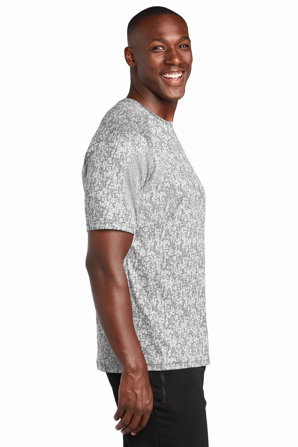 Sport-Tek Mens Digi Camo Moisture Wicking Short Sleeve Crewneck T-Shirt - White