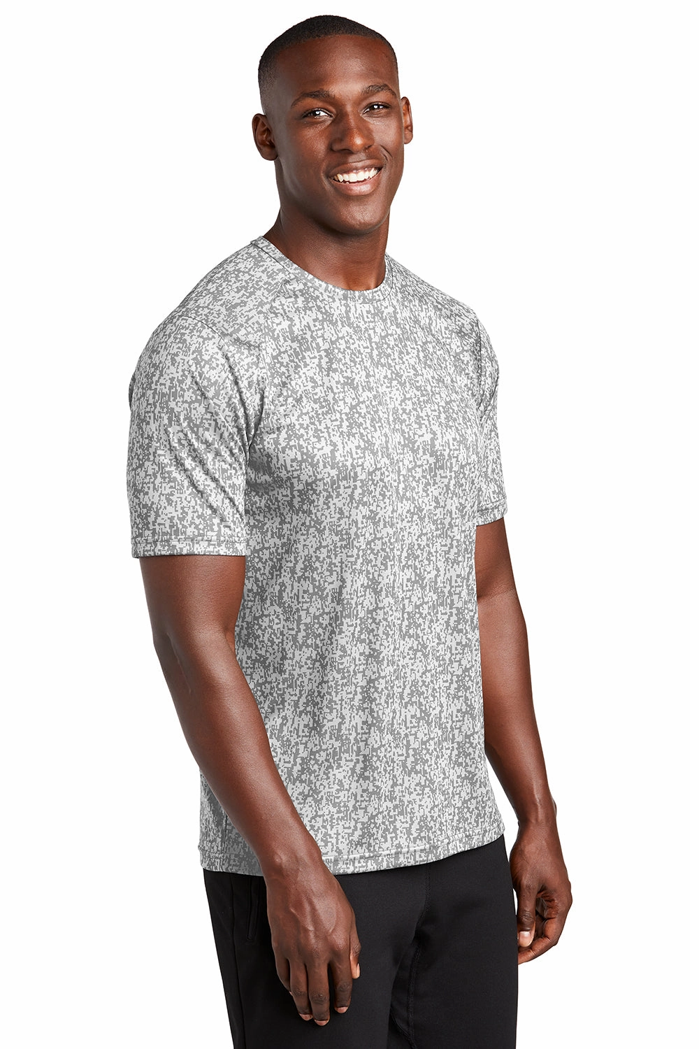 Sport-Tek Mens Digi Camo Moisture Wicking Short Sleeve Crewneck T-Shirt - White
