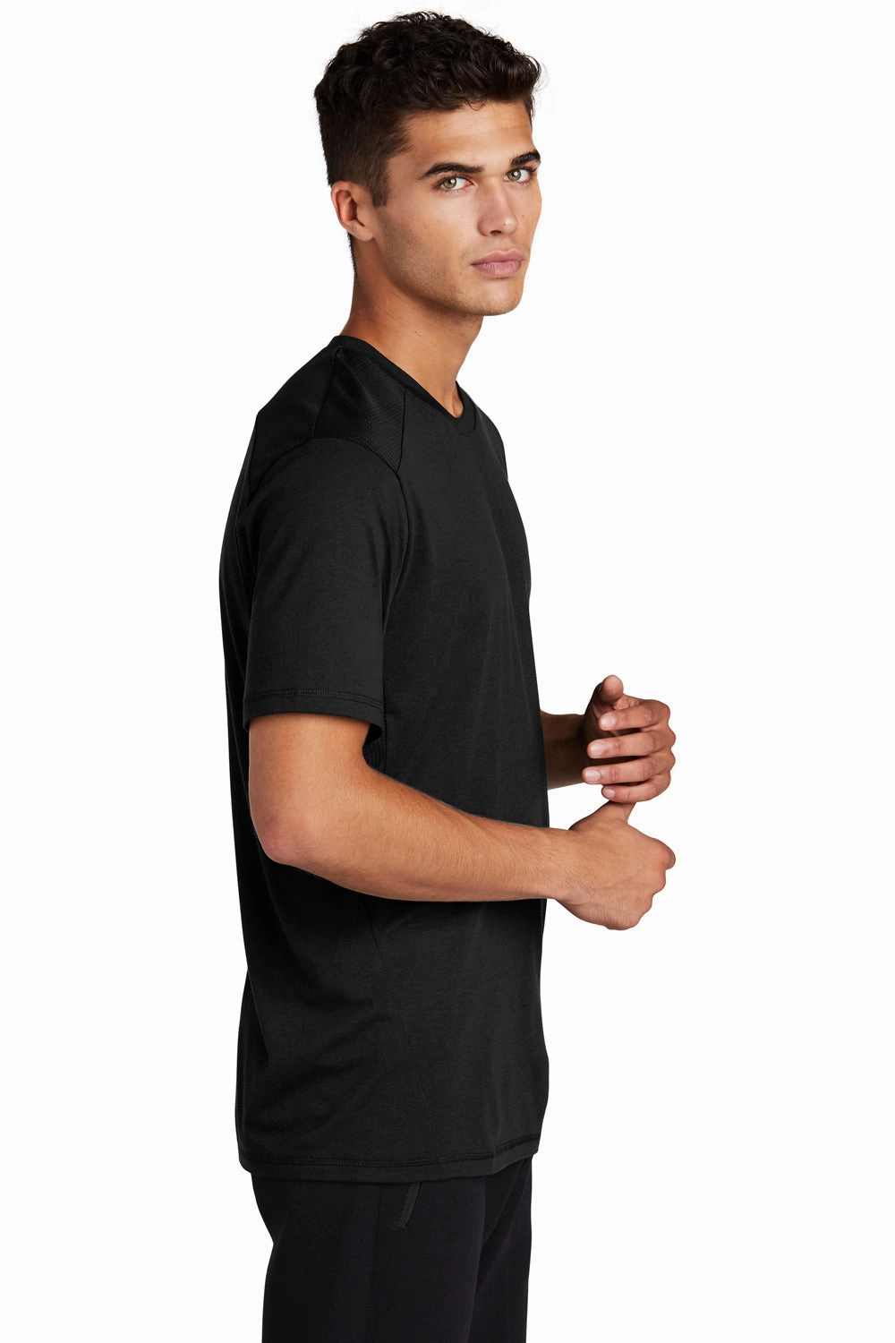 Sport-Tek Mens Draft Moisture Wicking Short Sleeve Crewneck T-Shirt - Black