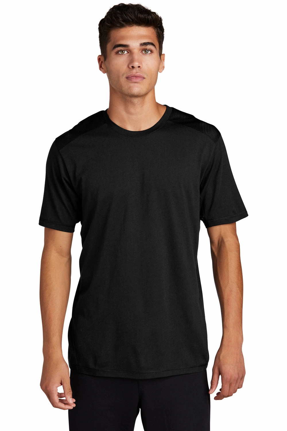 Sport-Tek Mens Draft Moisture Wicking Short Sleeve Crewneck T-Shirt - Black