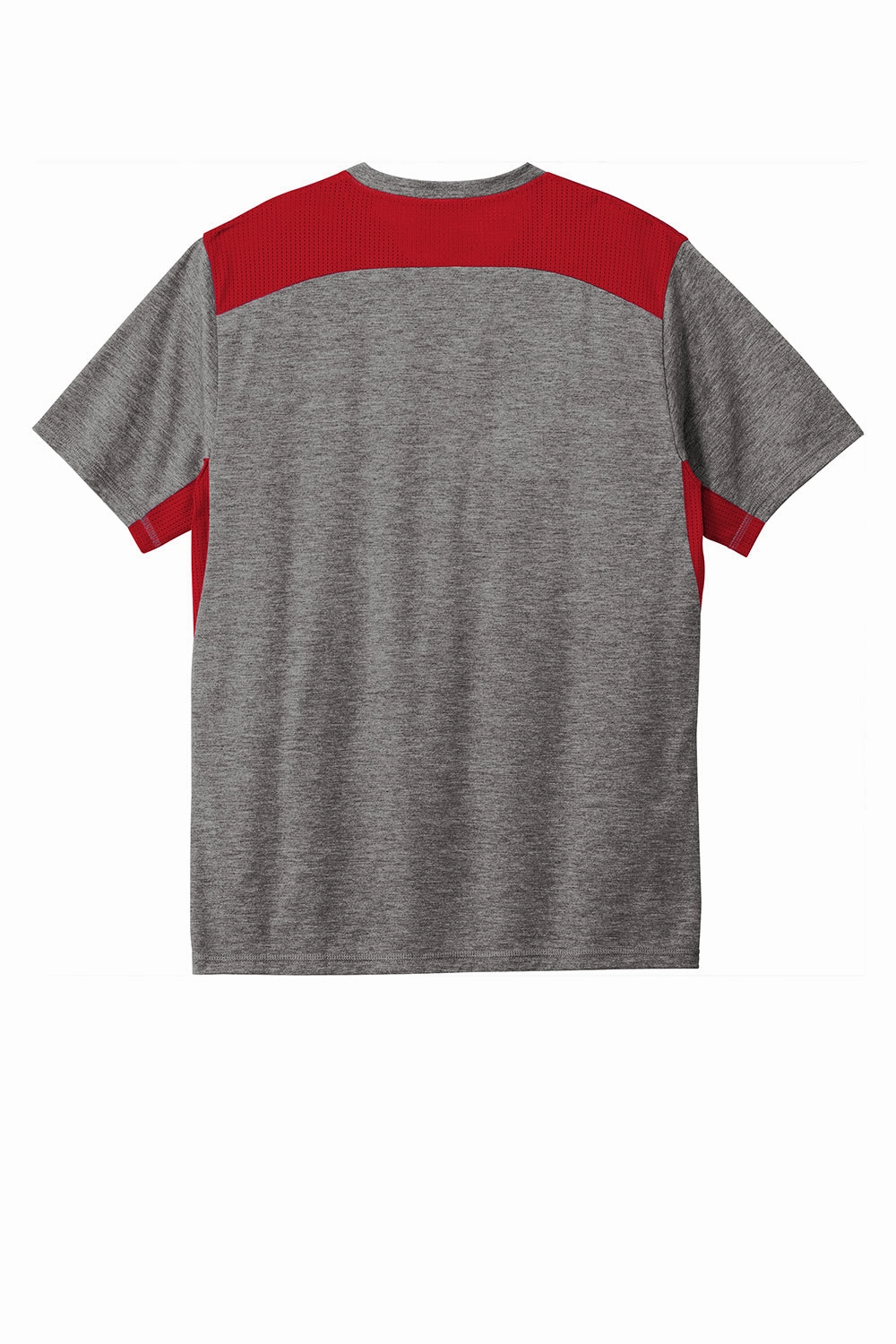 Sport-Tek Mens Draft Moisture Wicking Short Sleeve Crewneck T-Shirt - Heather Dark Grey/True Red