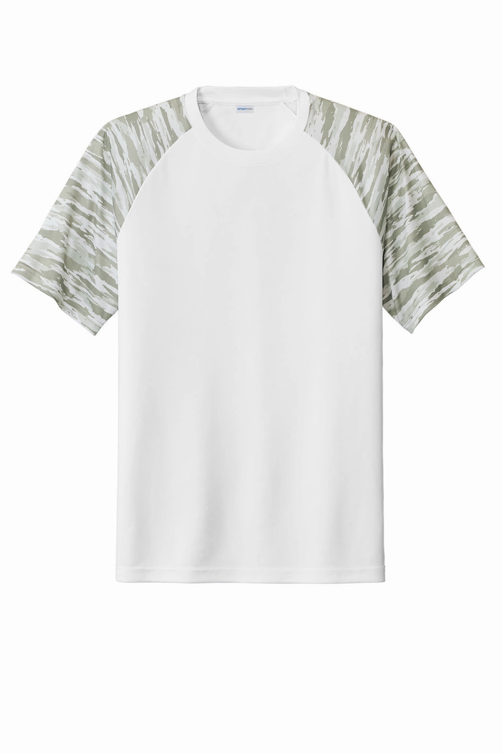 Sport-Tek Mens Drift Camo Colorblock Moisture Wicking Short Sleeve Crewneck T-Shirt - White