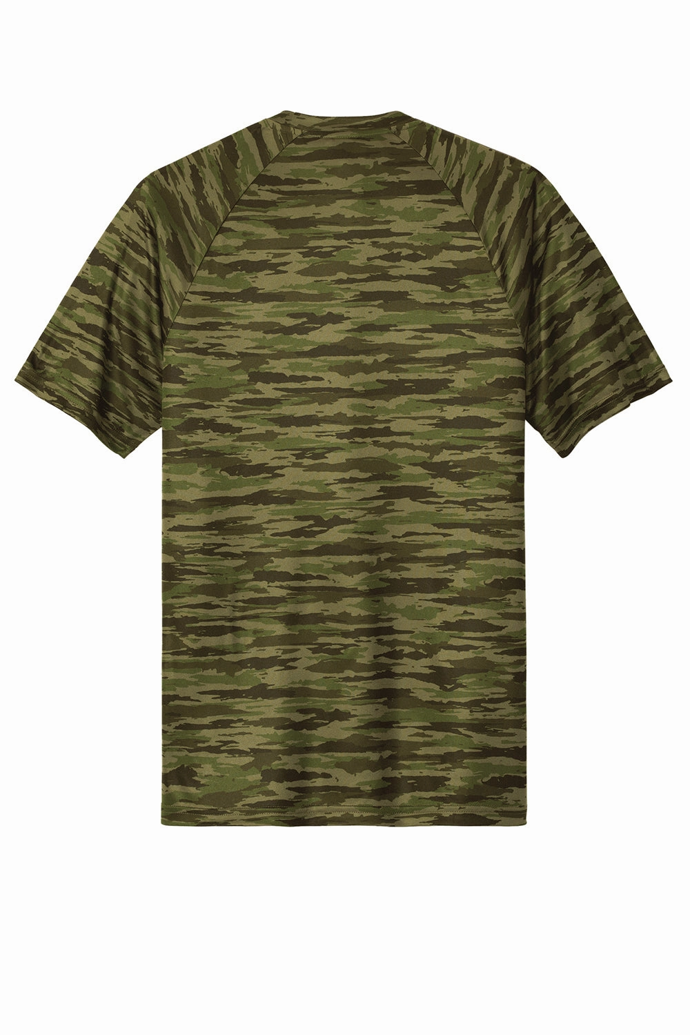 Sport-Tek Mens Drift Camo Moisture Wicking Short Sleeve Crewneck T-Shirt - Olive Drab Green