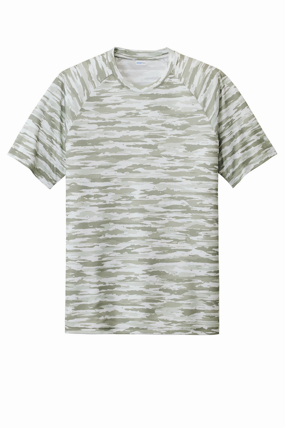 Sport-Tek Mens Drift Camo Moisture Wicking Short Sleeve Crewneck T-Shirt - White