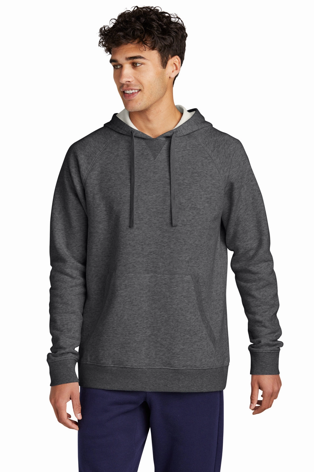 Sport-Tek Mens Drive Fleece Hooded Sweatshirt Hoodie w/ Pouch Pocket - Heather Graphite Grey