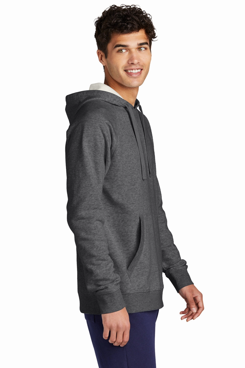 Sport-Tek Mens Drive Fleece Hooded Sweatshirt Hoodie w/ Pouch Pocket - Heather Graphite Grey