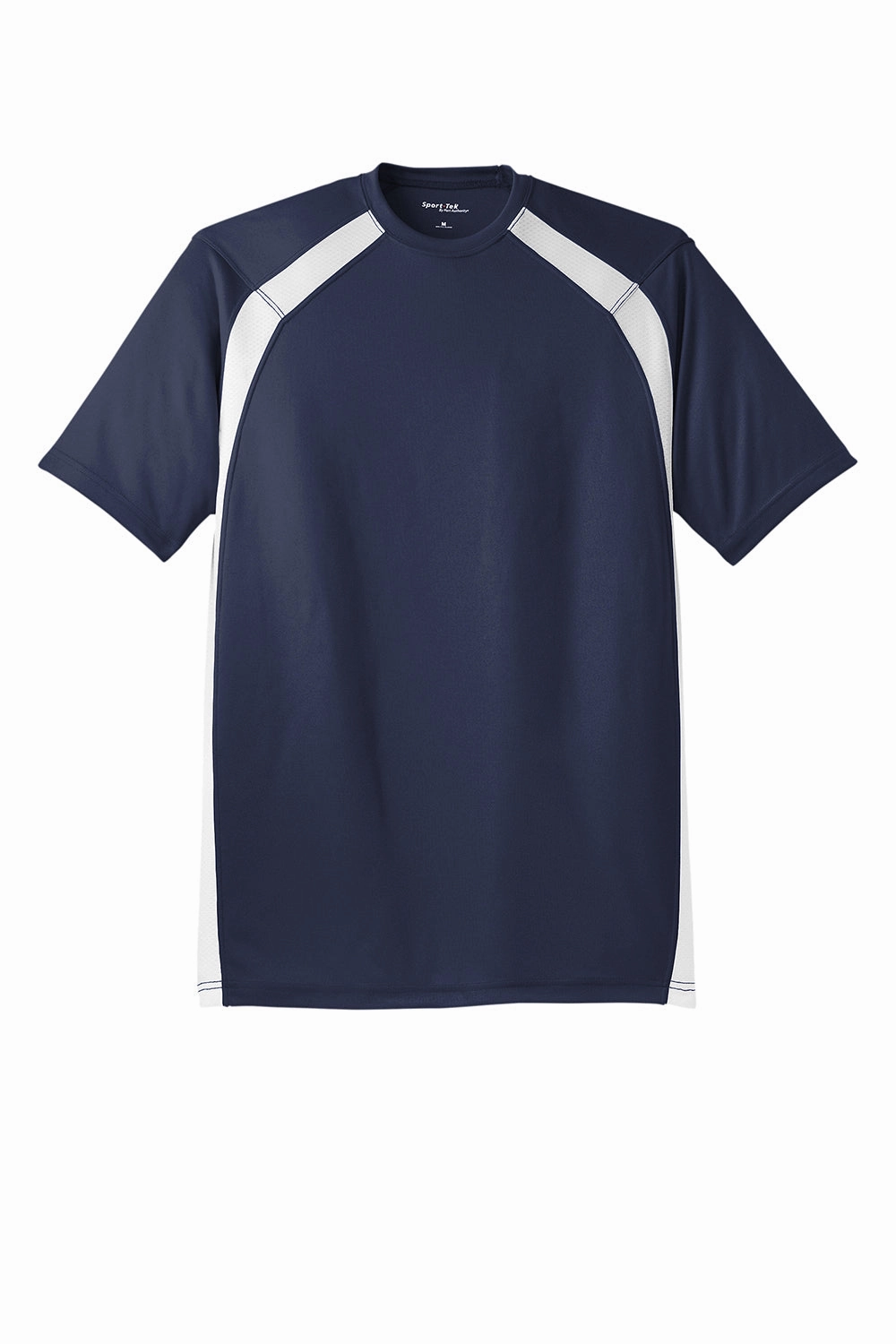 Sport-Tek Mens Dry Zone Moisture Wicking Short Sleeve Crewneck T-Shirt - True Navy Blue/White
