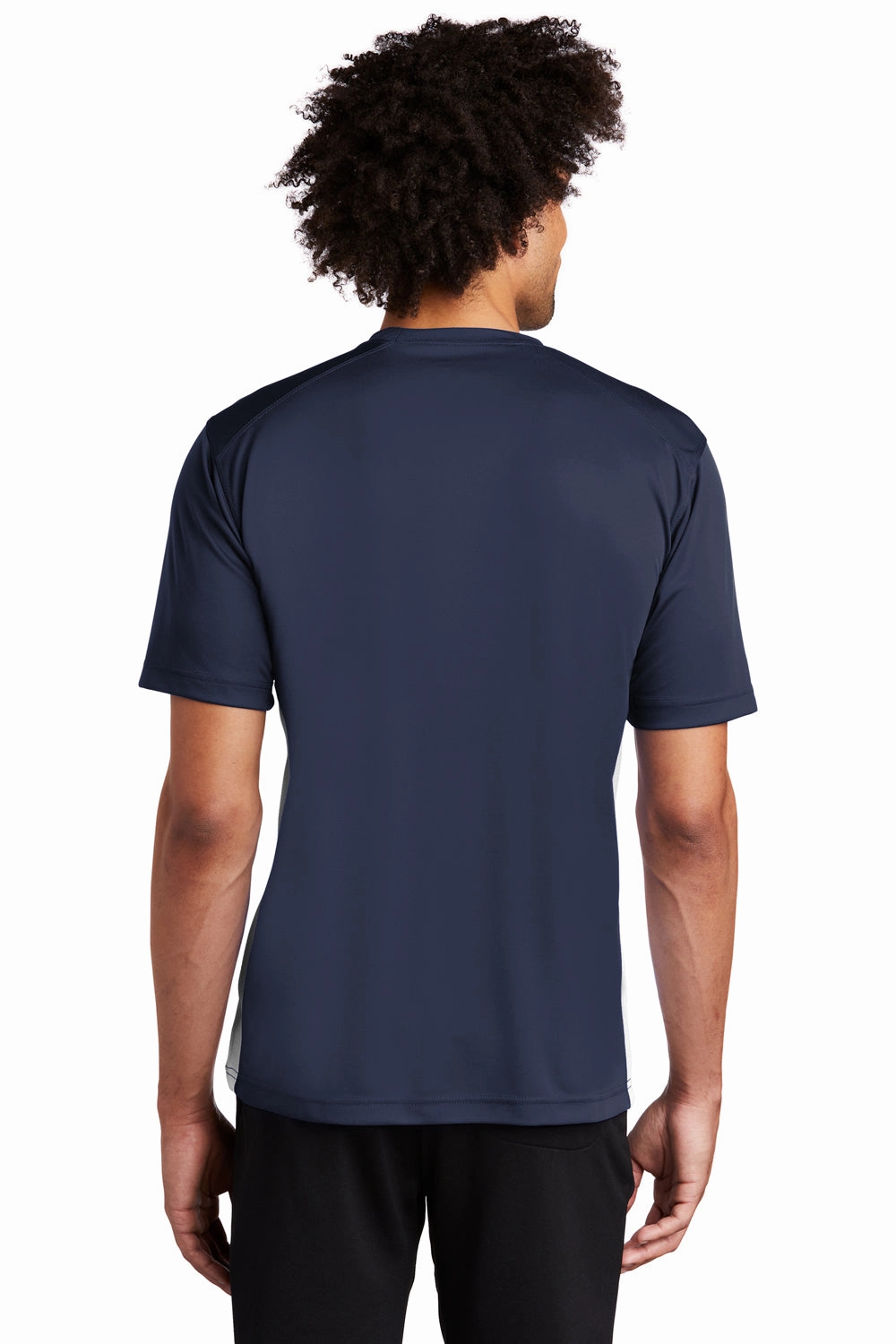 Sport-Tek Mens Dry Zone Moisture Wicking Short Sleeve Crewneck T-Shirt - True Navy Blue/White