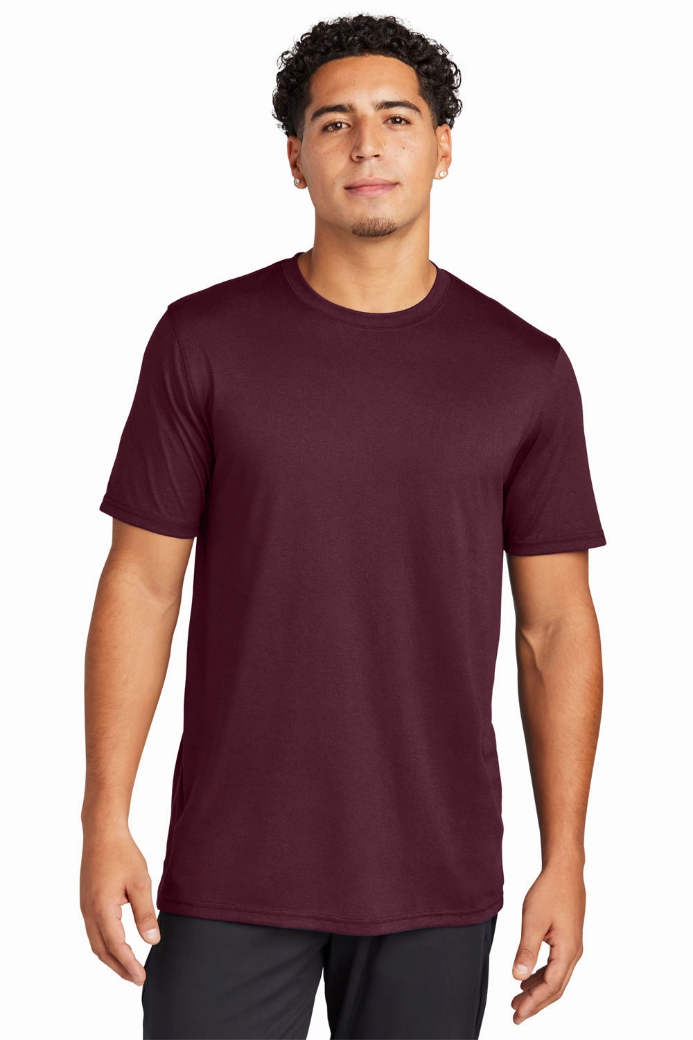 Sport-Tek Mens Echo Moisture Wicking Short Sleeve Crewneck T-Shirt - Maroon