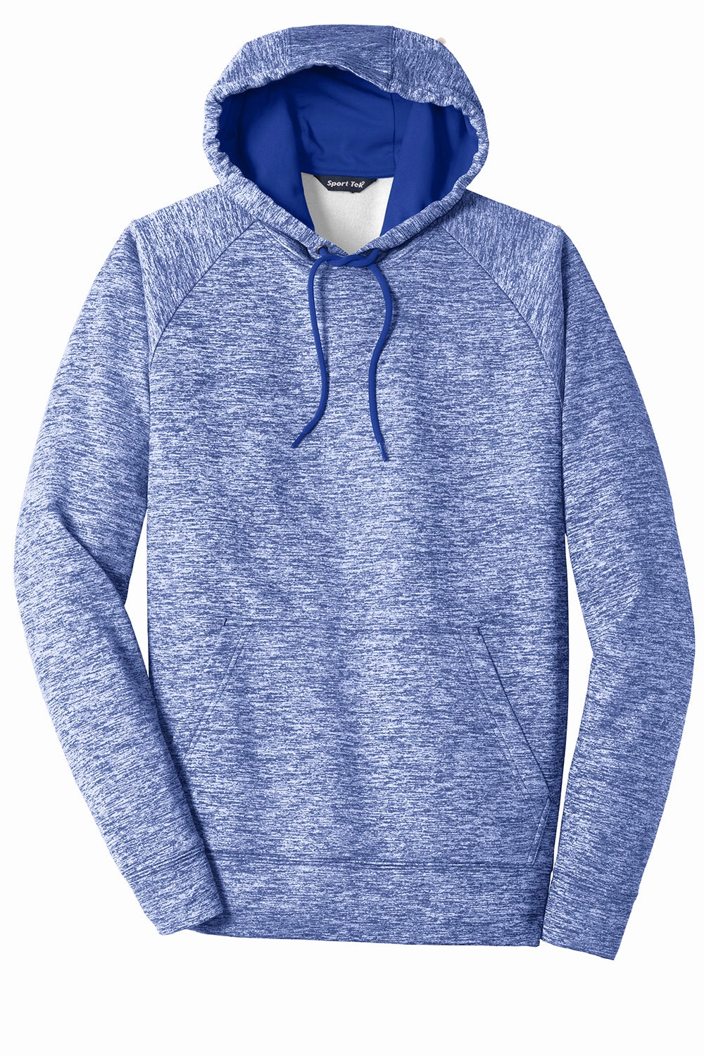 Sport-Tek Mens Electric Heather Moisture Wicking Fleece Hooded Sweatshirt Hoodie w/ Pouch Pocket - True Royal Blue Electric