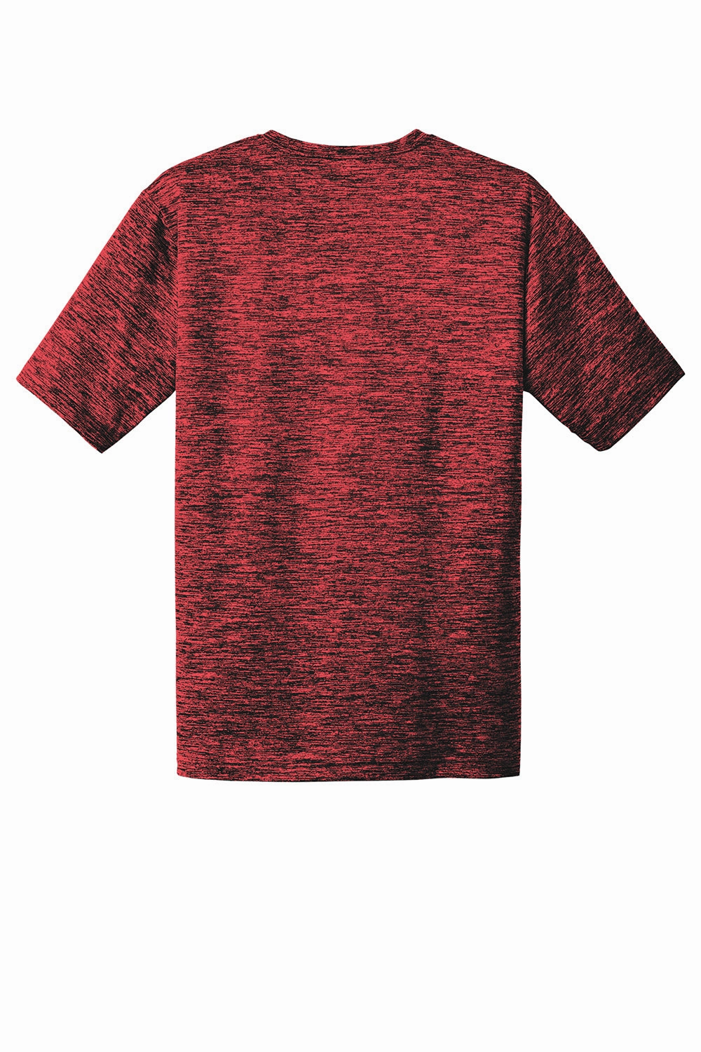 Sport-Tek Mens Electric Heather Moisture Wicking Short Sleeve Crewneck T-Shirt - Deep Red/Black Electric