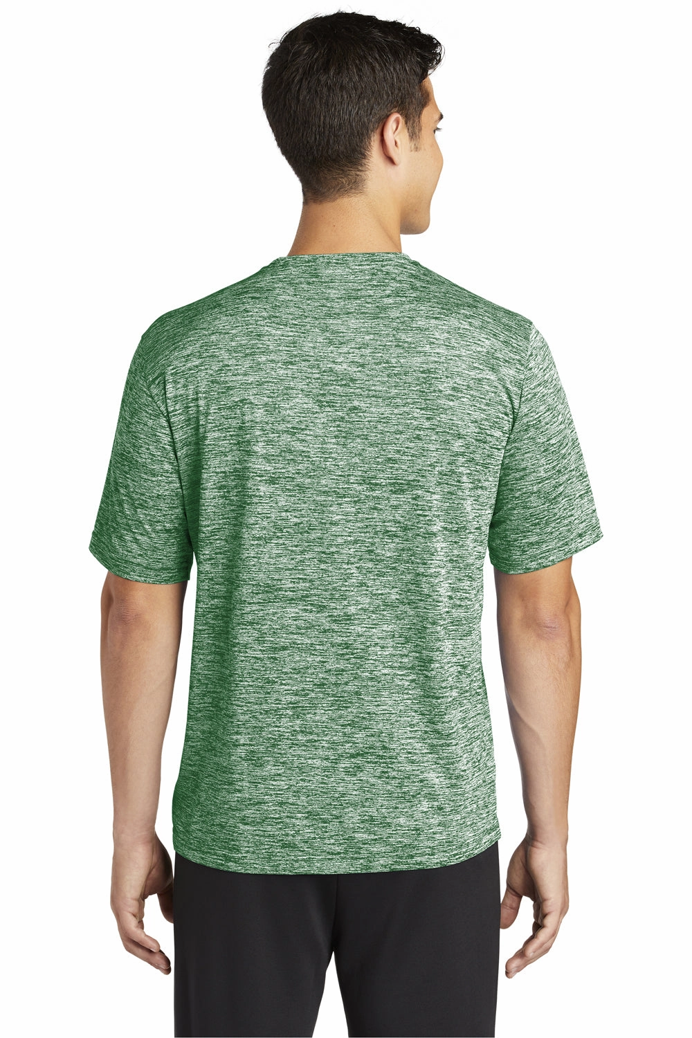 Sport-Tek Mens Electric Heather Moisture Wicking Short Sleeve Crewneck T-Shirt - Forest Green Electric - Closeout