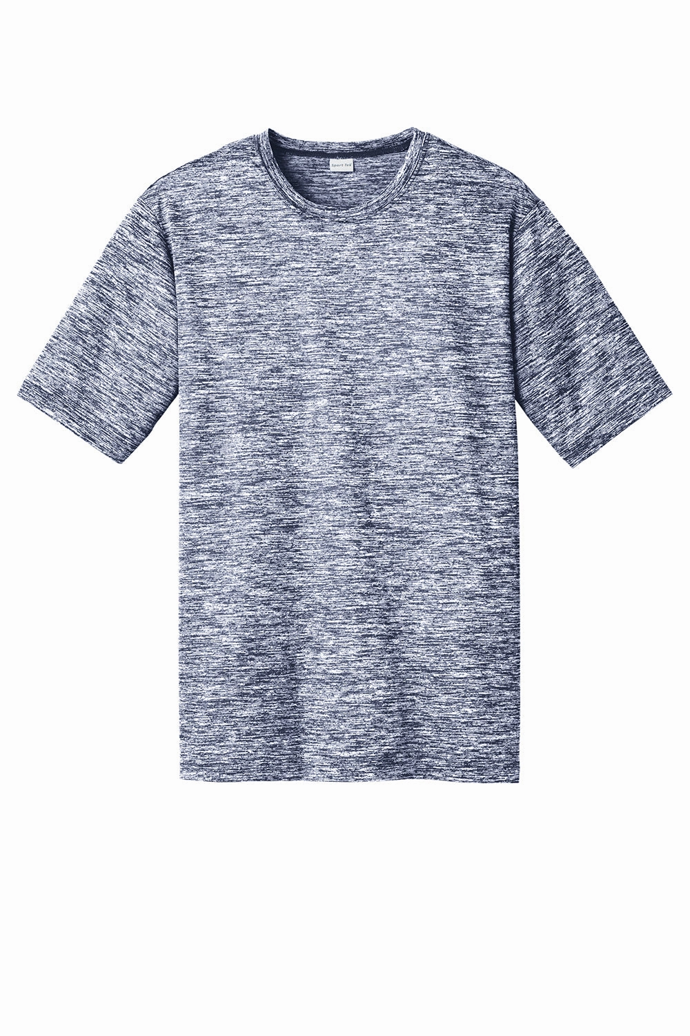 Sport-Tek Mens Electric Heather Moisture Wicking Short Sleeve Crewneck T-Shirt - True Navy Blue Electric