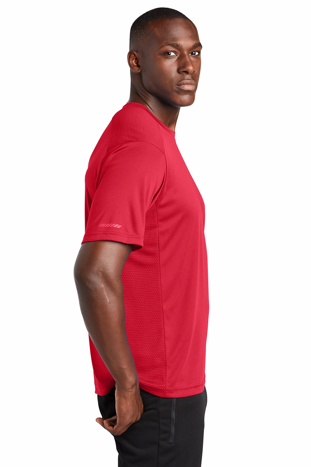 Sport-Tek Mens Elevate Moisture Wicking Short Sleeve Crewneck T-Shirt - True Red