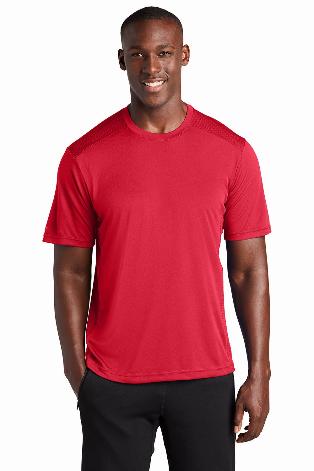 Sport-Tek Mens Elevate Moisture Wicking Short Sleeve Crewneck T-Shirt - True Red