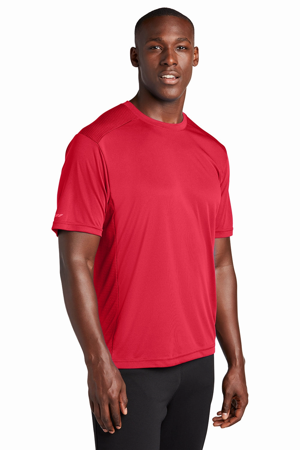 Sport-Tek Mens Elevate Moisture Wicking Short Sleeve Crewneck T-Shirt - True Red