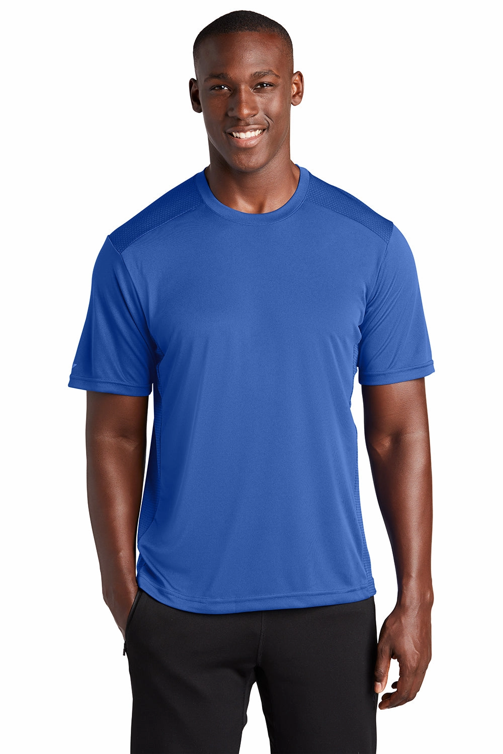 Sport-Tek Mens Elevate Moisture Wicking Short Sleeve Crewneck T-Shirt - True Royal Blue