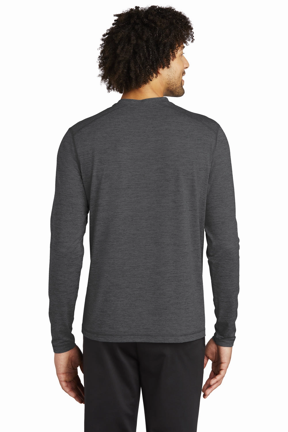 Sport-Tek Mens Exchange 1.5 Long Sleeve Crewneck T-Shirt - Heather Graphite Grey - Closeout