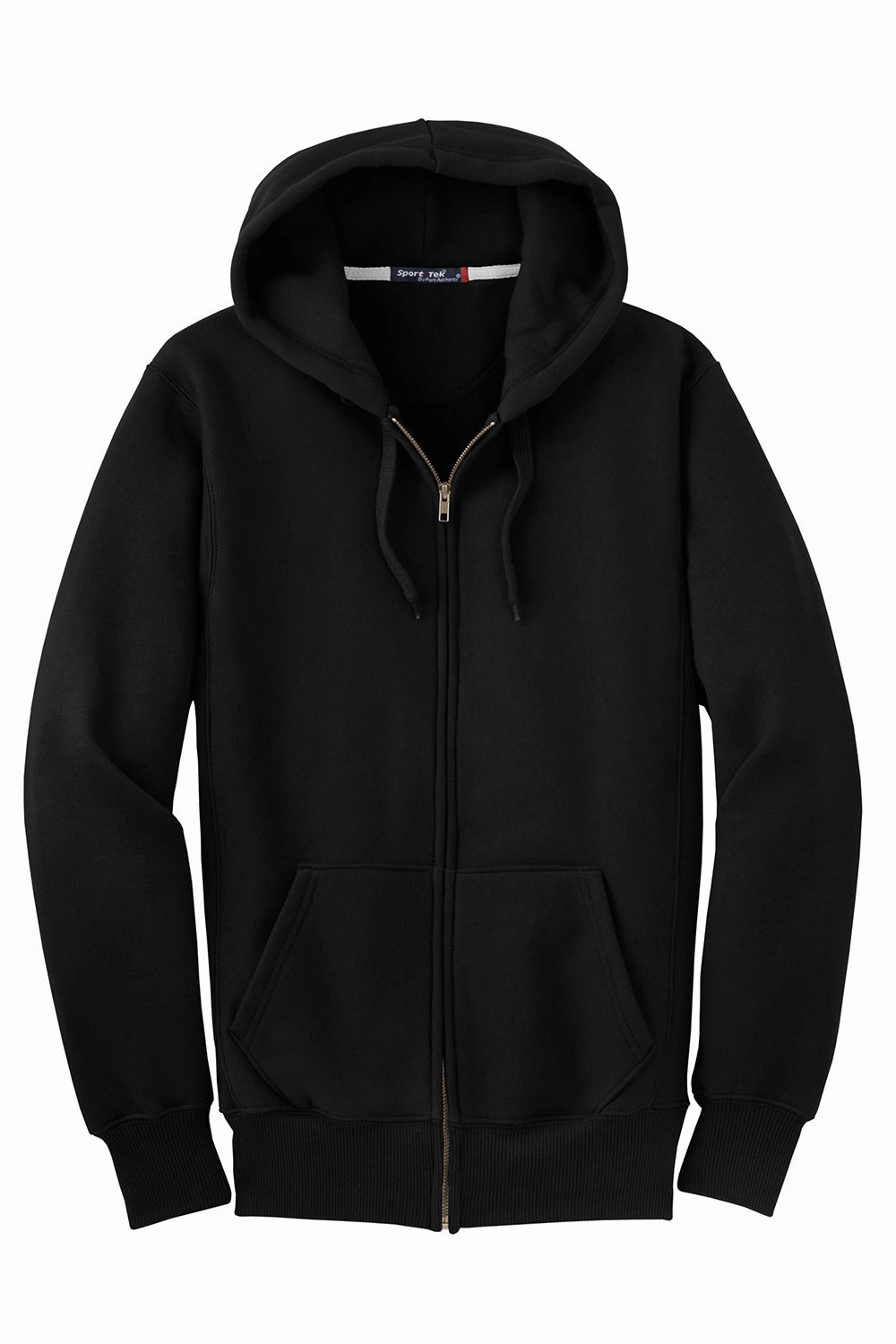 Sport-Tek Mens Fleece Full Zip Hooded Sweatshirt Hoodie w/ Pockets - Black