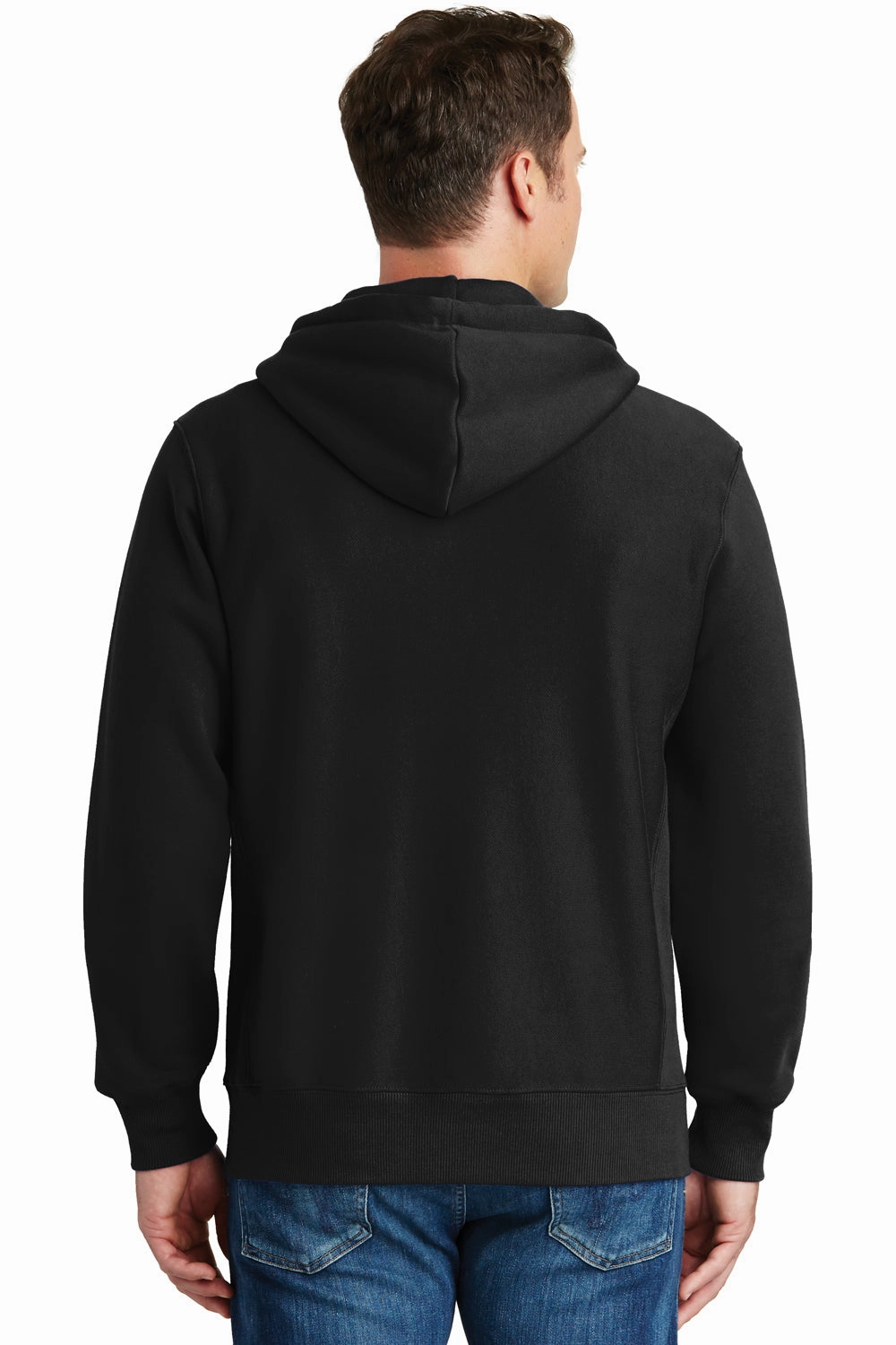 Sport-Tek Mens Fleece Full Zip Hooded Sweatshirt Hoodie w/ Pockets - Black