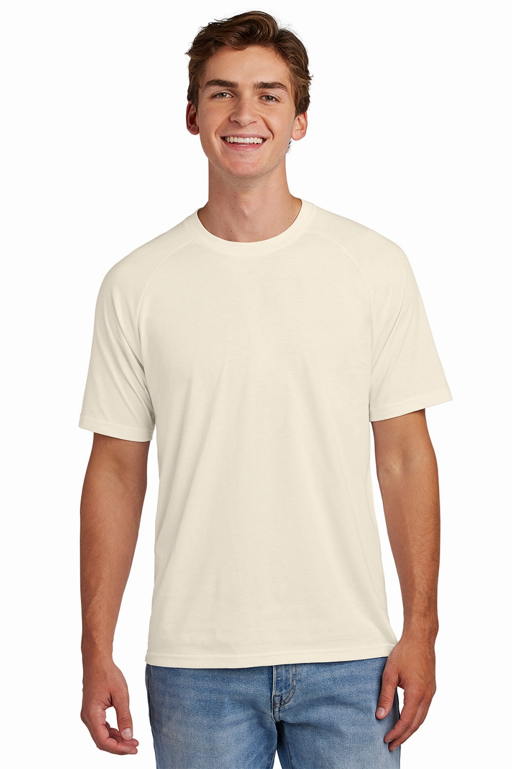 Sport-Tek Mens Halftime Raglan Short Sleeve Crewneck T-Shirt - Ecru