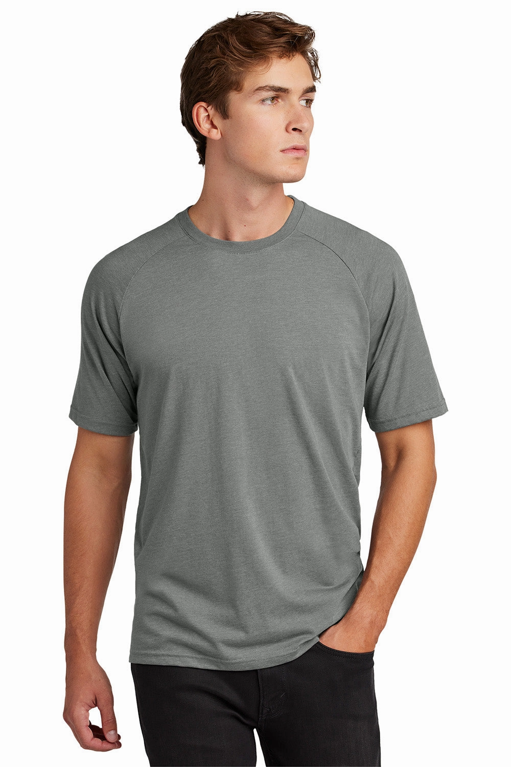 Sport-Tek Mens Halftime Raglan Short Sleeve Crewneck T-Shirt - Heather Vintage Grey