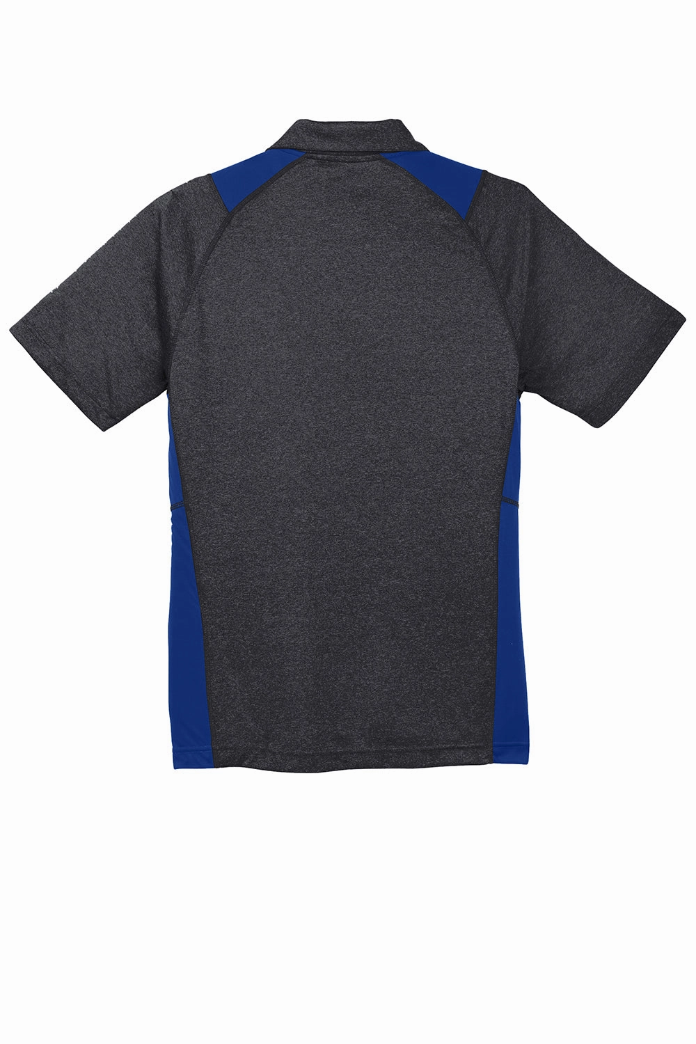 Sport-Tek Mens Heather Contender Moisture Wicking Short Sleeve Polo Shirt - Heather Graphite Grey/True Royal Blue - Closeout