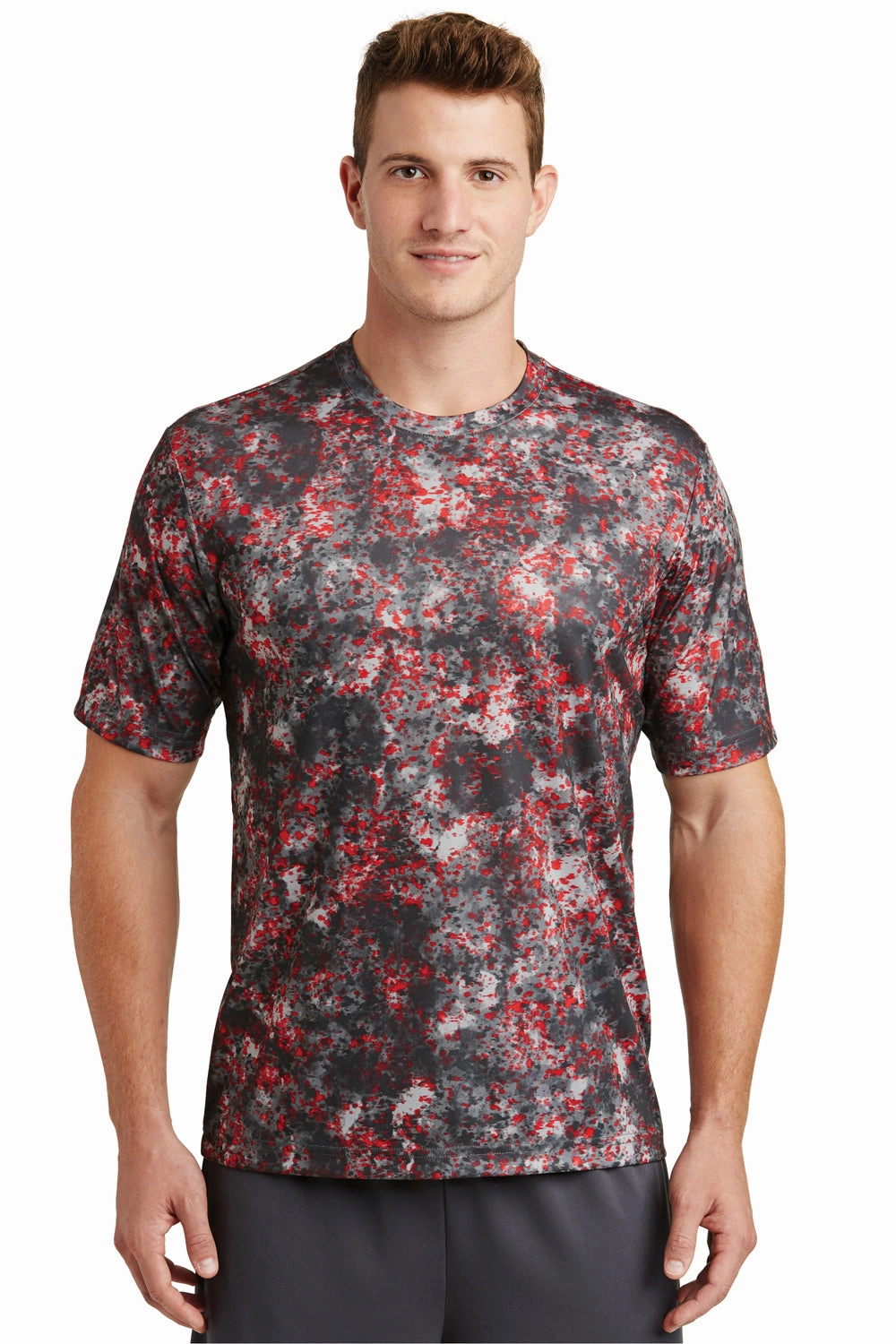 Sport-Tek Mens Mineral Freeze Moisture Wicking Short Sleeve Crewneck T-Shirt - Deep Red - Closeout