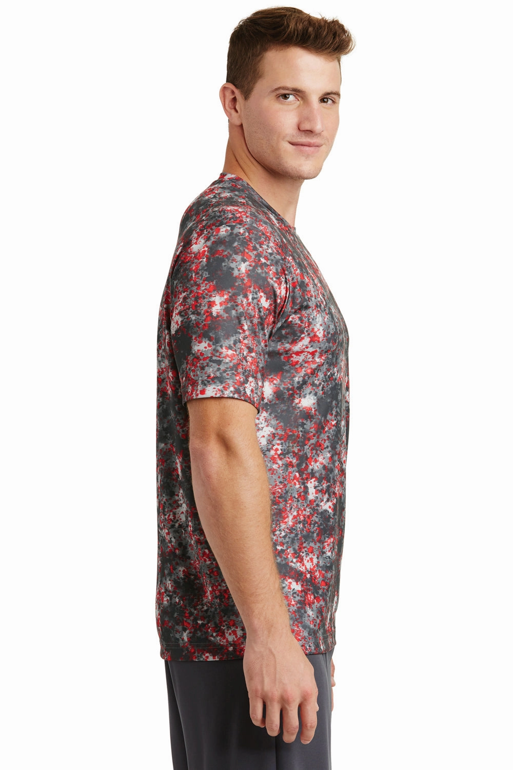 Sport-Tek Mens Mineral Freeze Moisture Wicking Short Sleeve Crewneck T-Shirt - Deep Red - Closeout