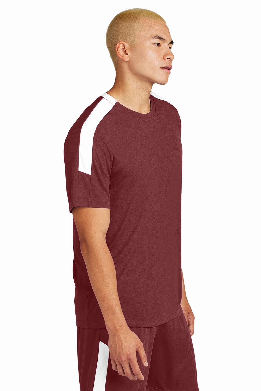 Sport-Tek Mens Moisture Wicking Competitor United Short Sleeve Crewneck T-Shirt - Maroon/White