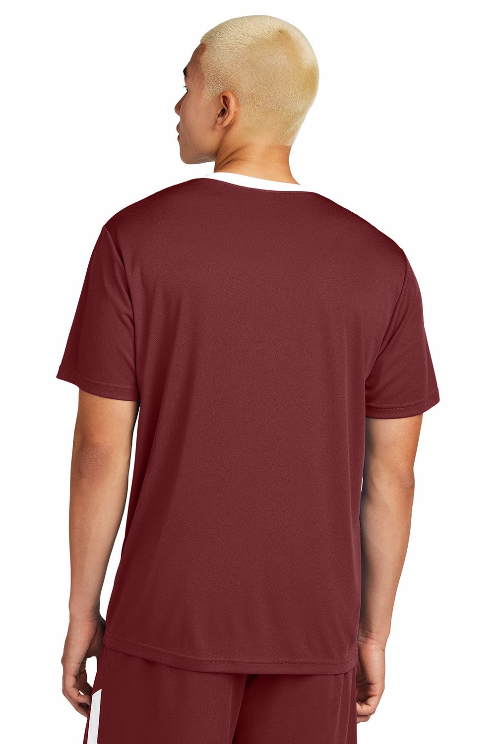 Sport-Tek Mens Moisture Wicking Competitor United Short Sleeve Crewneck T-Shirt - Maroon/White
