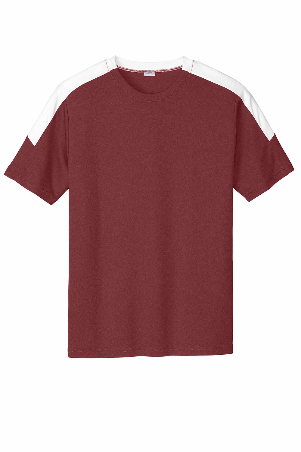 Sport-Tek Mens Moisture Wicking Competitor United Short Sleeve Crewneck T-Shirt - Maroon/White